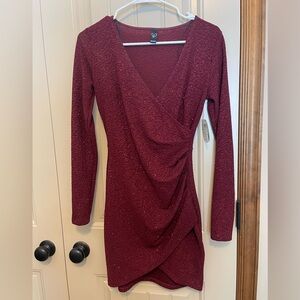 Windsor Deep Red Long Sleeve Dress